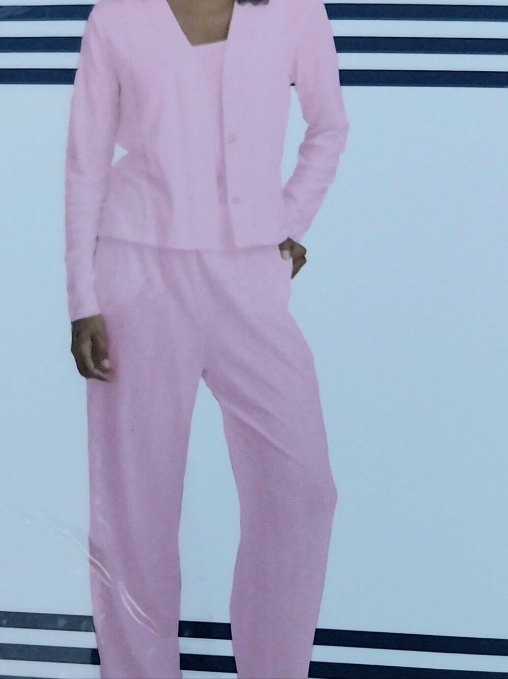Brand New 3 Pcs Set Pink Lounge Pants & Cardigan Set